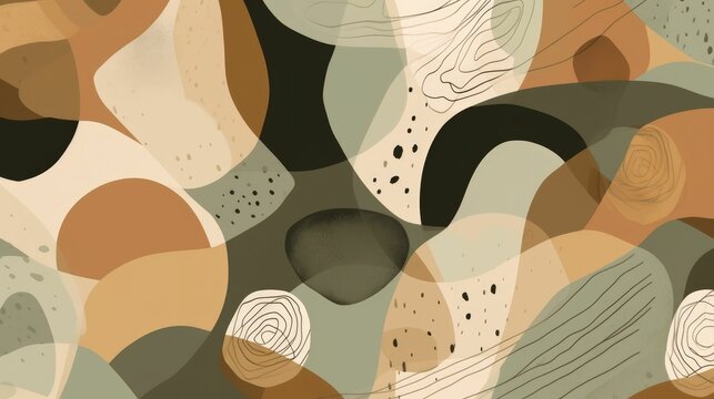 Abstract wallpaper of shapes in natural, earthy tones