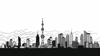 Monochrome skyline illustrations