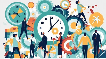 Stock photo of busy people and time management
