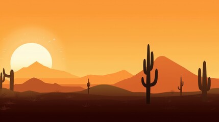 Minimalistic wallpaper of desert landscape with cactus