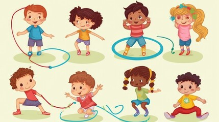 Kids playing and exercising outdoors