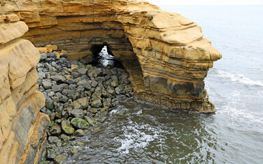 Natural cave in sunset cliffs - San Diego, California