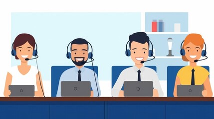 Fototapeta premium Customer service teamwork answering questions