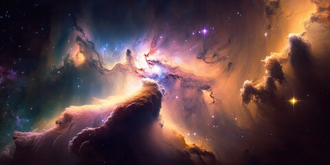 Fototapeta premium Colorful space galaxy cloud nebula. Stary night cosmos. Universe science astronomy. Supernova background wallpaper