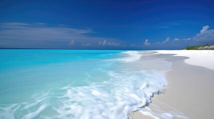 Ocean scenery with blue seas and white sand beach