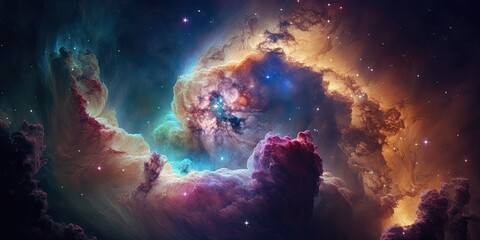 Obraz premium Colorful space galaxy cloud nebula. Stary night cosmos. Universe science astronomy. Supernova background wallpaper