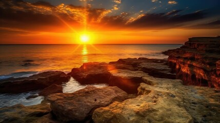 Fototapeta na wymiar Awe-inspiring sunset over the horizon