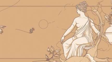 Obraz premium Minimal line drawings of Greek Mythology characters