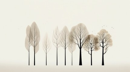 Minimalistic drawings of trees wallpaper