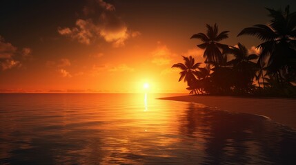 Fototapeta na wymiar Tropical sunset over the ocean