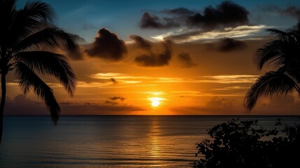 Obraz na płótnie Canvas Tropical Sunset over the Ocean