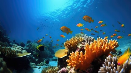 Underwater scenery: Coral reef and fish