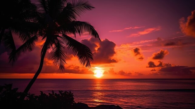 Tropical sunset over the ocean