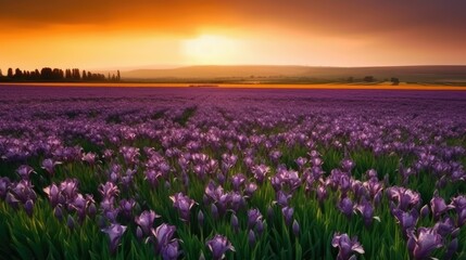 Obraz premium Tranquil fields of lavender iris