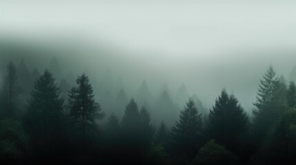 Minimalistic misty forest landscape wallpaper