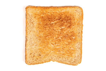 Slices of toast bread isolated on white background. Top view
