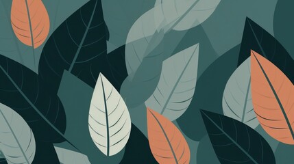 Obraz premium Simple illustrations of foliage - modern minimalism wallpaper