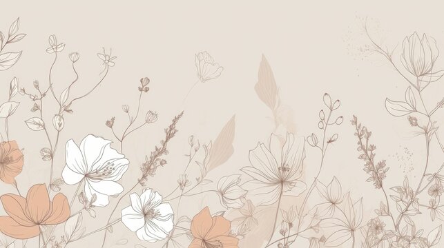 Minimalistic flower drawings wallpaper