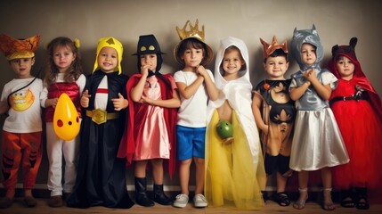 Kids dressing up in different costumes and celebrating