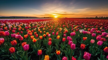 Vibrant tulip fields