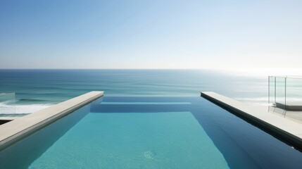 Fototapeta na wymiar A pool with a view of the ocean