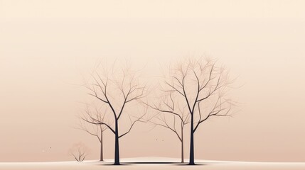Modern minimalist wallpaper of tree drawings