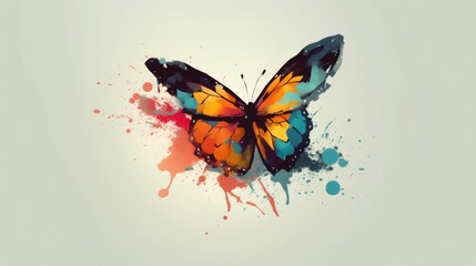 Obraz na płótnie Canvas Minimalistic butterfly drawings wallpaper