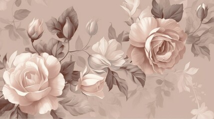 Elegant rose prints in soft colors wallpaper