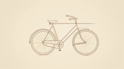 Minimal thin line illustrations of bicycles in neutral colors