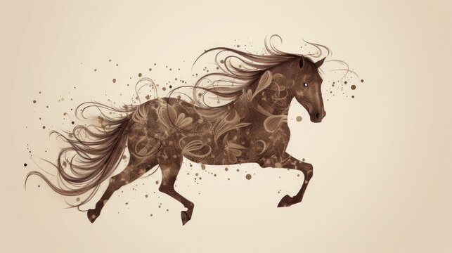 Minimalistic drawings of horses wallpaper
