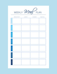 Weekly meal planner. Plan you food day easily. Vector illustration.