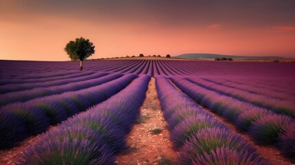 Fototapeta na wymiar Pastel fields of lavender landscape wallpaper