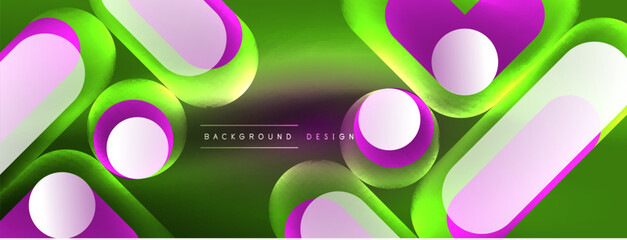 Neon circle abstract background. Template for wallpaper, banner, presentation, background