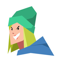 smiling woman character in beanie and hoodie. suitable for avatar themes, beauty, fashion, social media profile pictures. flat vector illustration.