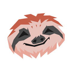 smiling sloth animal face. cartoon flat vector illustration.
