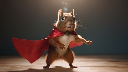 cute squirrel superhero. Created with Generative AI. © lchumpitaz