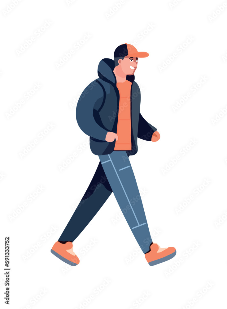 Canvas Prints man is walking in winter fashion