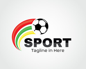 Obraz premium move flying ball soccer colorful logo symbol emblem design template illustration