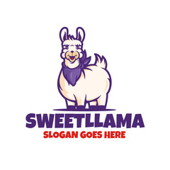 Alpaca Llama cute cartoon logo design