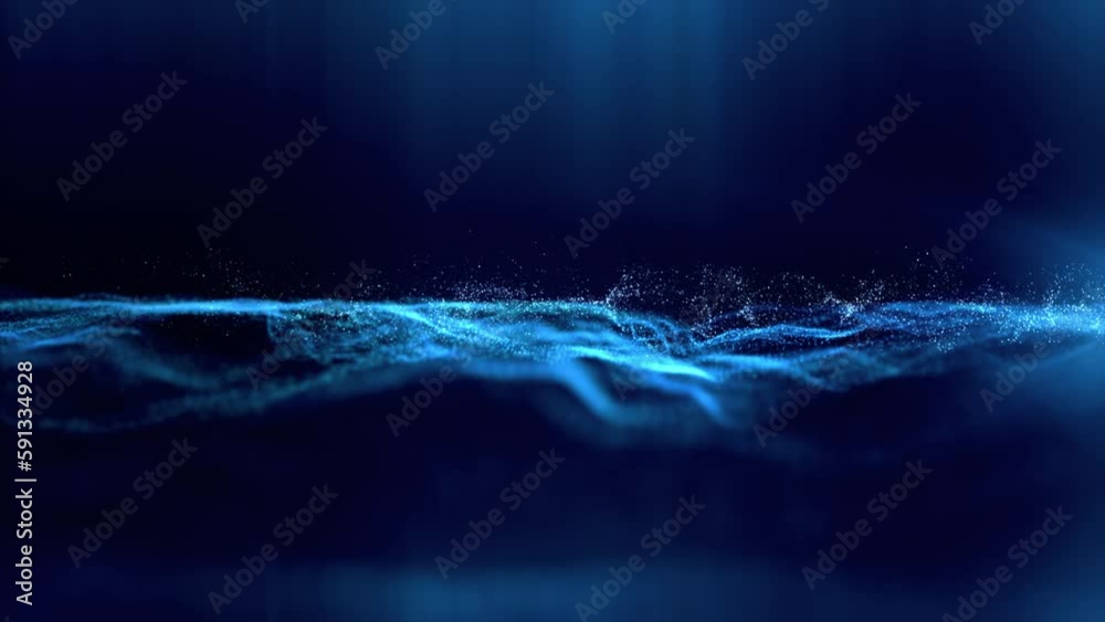 Wall mural abstract digitally generated motion graphic de-focus flowing particles in virtual reality cyber spac
