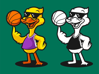 DUCK BASKETBALL CARTOON CHARACTER MASCOT