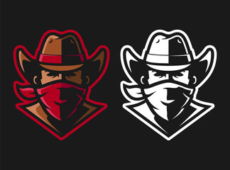 COWBOY HEAD MASCOT LOGO DESIGN