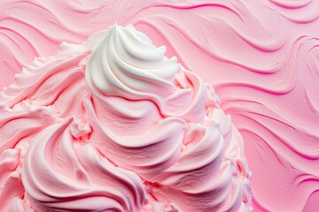 delicious pink and white ice cream cone. Generative AI