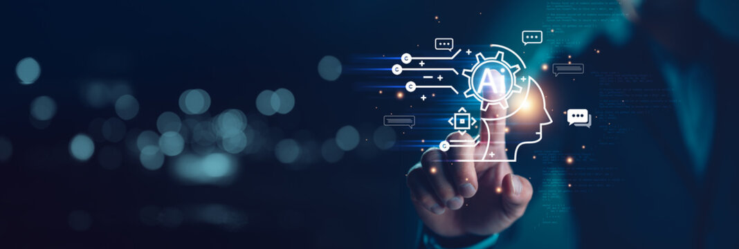 AI, Artificial Intelligence, technology smart robot AI, artificial intelligence by enter command prompt for generates something, Futuristic technology transformation, Chatbot, assistant, secretary.