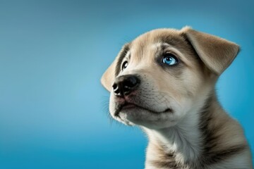 cute puppy with mesmerizing blue eyes. Generative AI