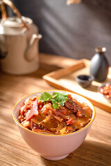 Sliced beef and ox tongue in chili sauce(Mr and Mrs Smith) or fuqifeipian,One of the top ten classic dishes in Sichuan,Appetizer of the Year
