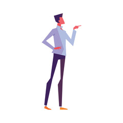 Successful man in suit pointing