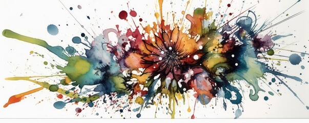 Flowers Splash Art Desktop Background Generative AI