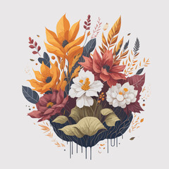 Vector floral. Elements for your compositions, greeting cards or wedding invitations. Autumn Flowers