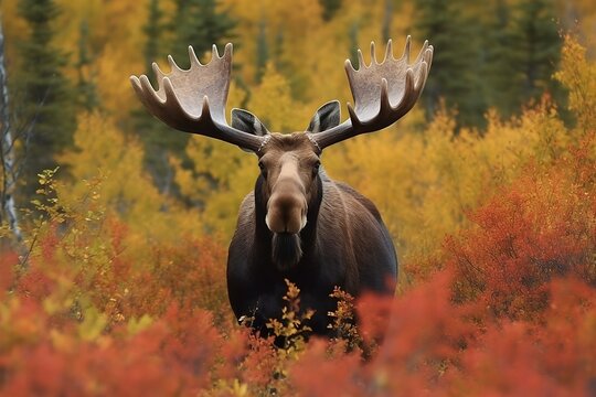 ヘラジカアート(moose、大きい、正方形) 1845年 Jardine Naturalist's Library 哺乳類 Pl.5 シカ科